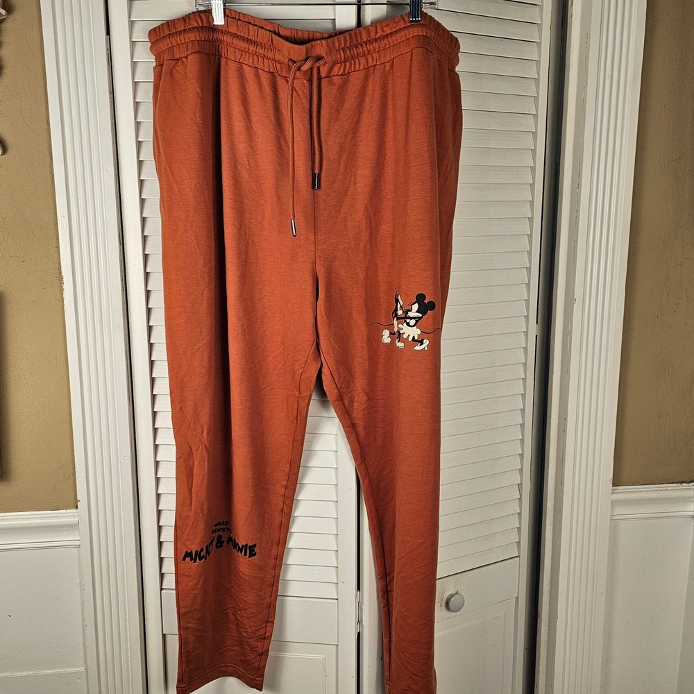 Disney Parks Burnt Orange Vintage Character Minnie Mickey Stretch Pants 2X